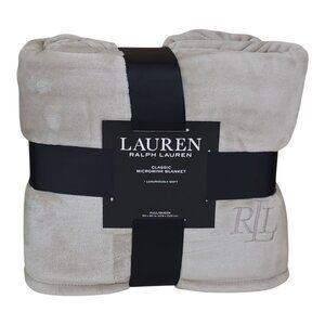 Lauren Ralph Lauren Classic Micromink Blanket Full/Queen 90x90" Luxurious Beige